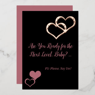 Carte De Vœux En Aluminium Rose Gold et Gothique Noir de la Saint-Valentin