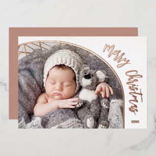 Carte De Vœux En Aluminium Rose Gold Joyeux Noël Script