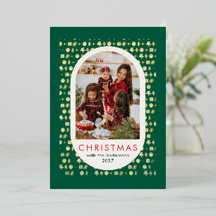 Carte De Vœux En Aluminium Rouge Festif Photo de Famille Personnalisée Noël