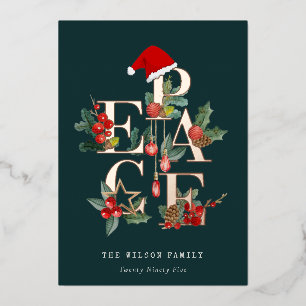 Carte De Vœux En Aluminium Rouge rustique Vert blanc blanc de Noël