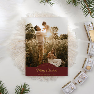 Carte De Vœux En Aluminium Rouge Très Joyeux Noël Quatre Photo Vertical