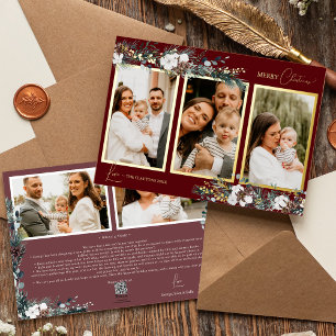 Carte De Vœux En Aluminium Ruby Red Green Vintage Cinq photos Collage