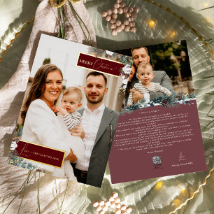 Carte De Vœux En Aluminium Ruby Red Greenery Vintage Noël Photo de famille