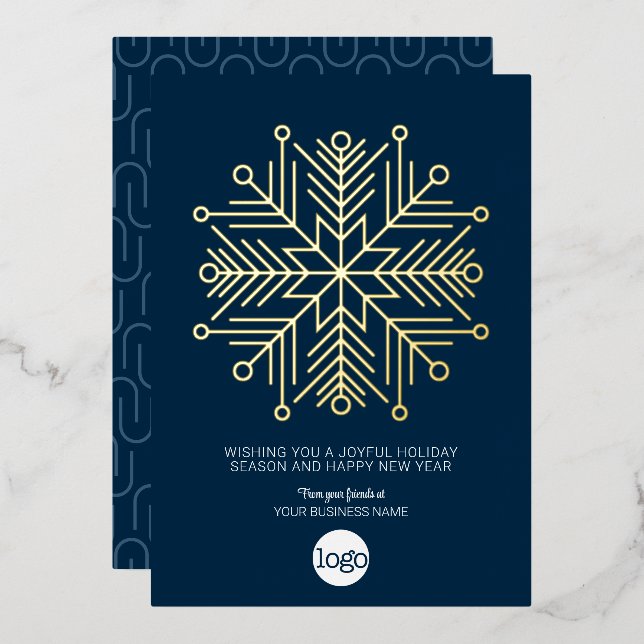 Carte De Vœux En Aluminium Salutation d'entreprise - Flocon de neige avec Mar (Recto/Verso)