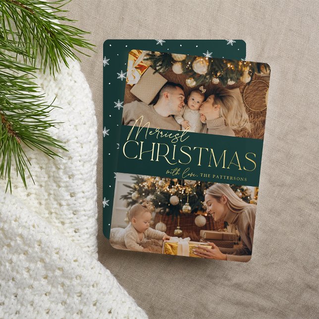 Carte De Vœux En Aluminium Salutation festive | Merriest Christmas 2 Photo (Créateur téléchargé)