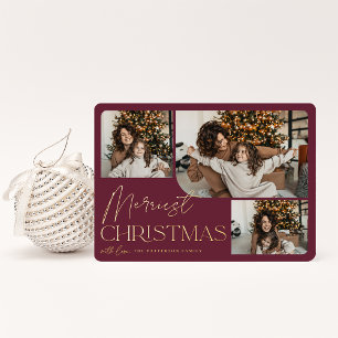 Carte De Vœux En Aluminium Salutation festive   Merriest Christmas 3 Photo