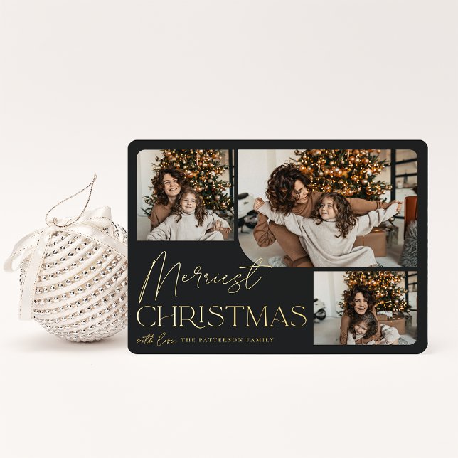 Carte De Vœux En Aluminium Salutation festive | Merriest Christmas 3 Photo (Créateur téléchargé)