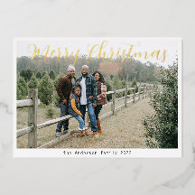 Salutation photo classique Joyeux Noël Gold Script