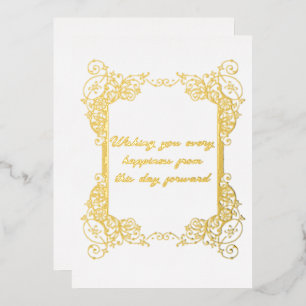 Carte De Vœux En Aluminium Salutations Mariage Gold Foil
