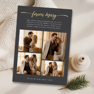 Carte De Vœux En Aluminium Script Forever Joyeux Noël Photo Gold nouvellement