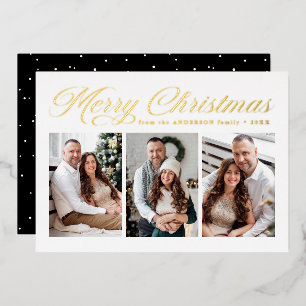 Carte De Vœux En Aluminium Script Gold Calligraphy Joyeux Noël 3 Photo