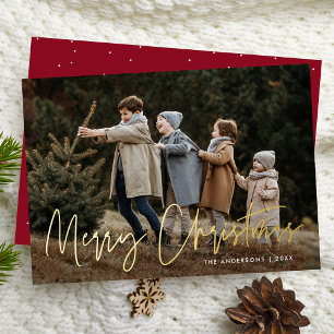 Carte De Vœux En Aluminium Script manuscrit Bourgogne Joyeux Noël Photo