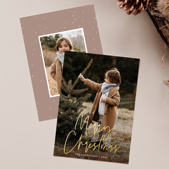Carte De Vœux En Aluminium Script manuscrit Joyeux Noël 2 Photo (Créateur téléchargé)