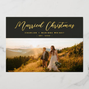 Carte De Vœux En Aluminium Script minimaliste de Noël Marié
