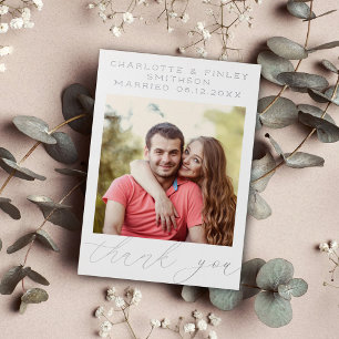 Carte De Vœux En Aluminium Script minimaliste Merci Mariage personnalisé