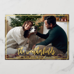 Carte De Vœux En Aluminium Script minimaliste moderne Gold de Noël