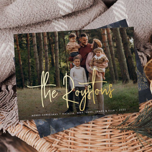 Carte De Vœux En Aluminium Signature esquissée moderne | Photo horizontale (Créateur téléchargé)