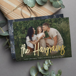 Carte De Vœux En Aluminium Signature esquissée moderne   Photo horizontale