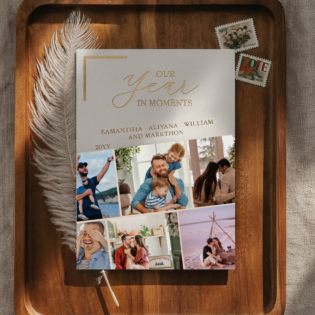 Carte De Vœux En Aluminium Simple année en moments Famille Photo Noël (Créateur téléchargé)