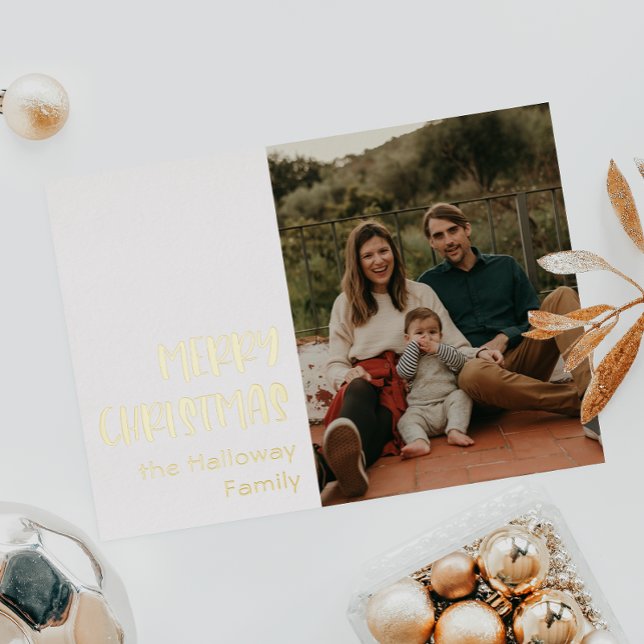 Carte De Vœux En Aluminium Simple Christmas Single Photo Gold (Créateur téléchargé)