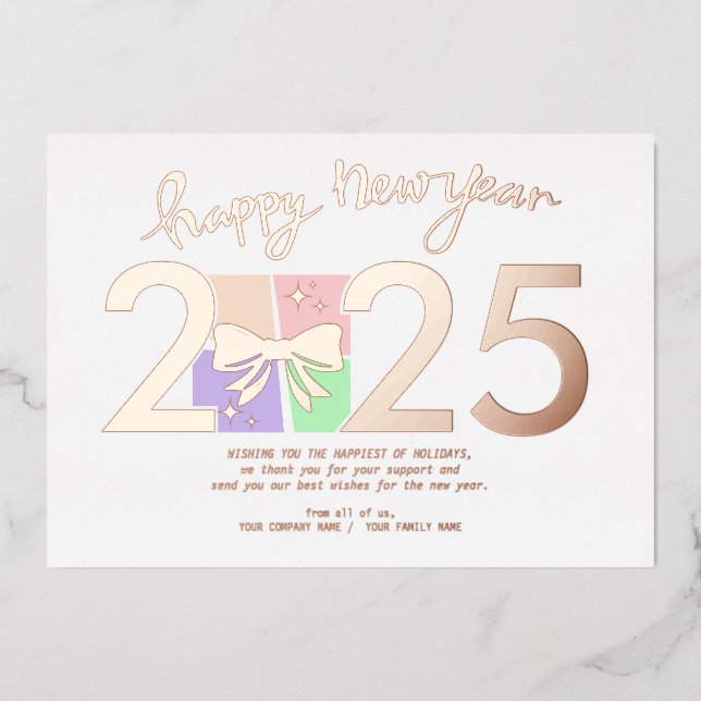 Carte De Vœux En Aluminium Simple élégant Noël Nouvel An Boîte Cadeau Bow (Recto)