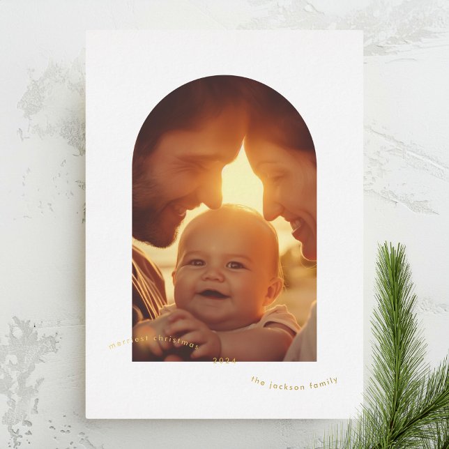 Carte De Vœux En Aluminium Simple minimaliste Gold Joyeux Arche de Noël (Créateur téléchargé)