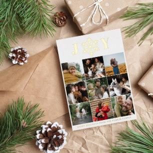 Carte De Vœux En Aluminium Snowflake Joy 9 Photos Happy Holidays Gold