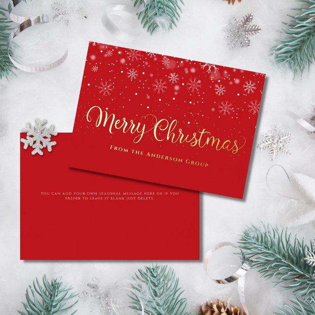 Carte De Vœux En Aluminium Snowflakes Office Affaires Joyeux Noël Or (Créateur téléchargé)