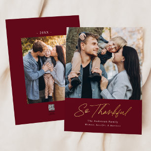 Carte De Vœux En Aluminium So Thankful Merlot 2 Photo Thanksgiving