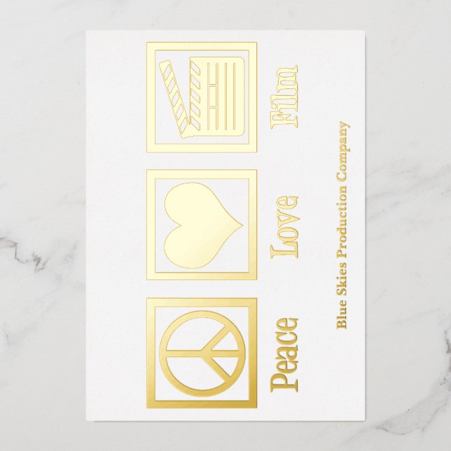 Carte De Vœux En Aluminium Société de production de films Peace Love réalisat (Recto)