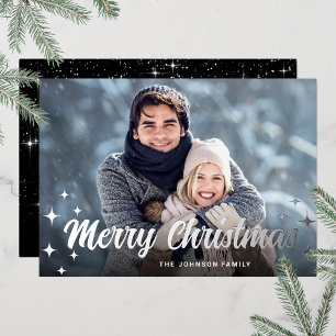 Carte De Vœux En Aluminium Sparkel Christmas PHOTO Greeting Silver