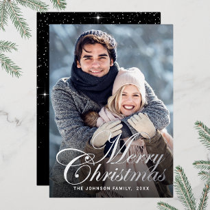 Carte De Vœux En Aluminium Sparkel Christmas PHOTO Greeting Silver