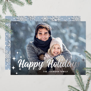 Carte De Vœux En Aluminium Sparkel Christmas PHOTO Greeting Silver