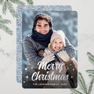 Carte De Vœux En Aluminium Sparkel Christmas PHOTO Greeting Silver