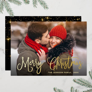 Carte De Vœux En Aluminium Sparkel Joyeux Noël PHOTO de voeux Or