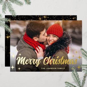 Carte De Vœux En Aluminium Sparkel Joyeux Noël PHOTO de voeux Or