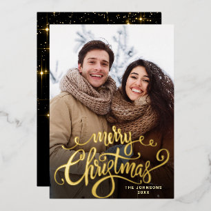 Carte De Vœux En Aluminium Sparkel Joyeux Noël PHOTO de voeux Or