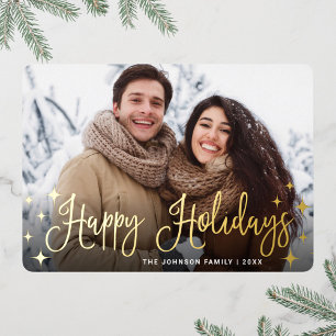 Carte De Vœux En Aluminium Sparkel Noël PHOTO Salutation or