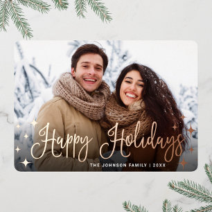 Carte De Vœux En Aluminium Sparkel Noël PHOTO Salutation Rose Gold