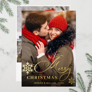 Carte De Vœux En Aluminium Sparkle Joyeux Noël 4 PHOTO Salutation or