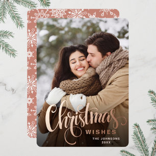 Carte De Vœux En Aluminium Sparkle Joyeux Noël PHOTO Salutation Rose Or