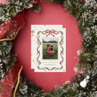 Carte De Vœux En Aluminium Sparkly Red Bow Wreath Christmas Foil Card