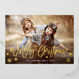 Carte De Vœux En Aluminium Sparkt Joyeux Noël PHOTO Salutation Gold Foil H