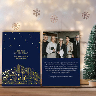 Carte De Vœux En Aluminium Starlit City Elegant Entreprise Joyeux Noël