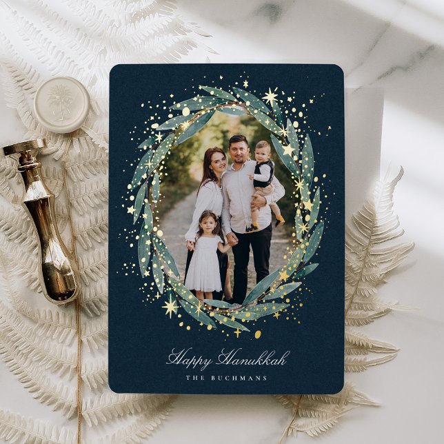 Carte De Vœux En Aluminium Starry Laurel | Hanoukka Photo (Créateur téléchargé)
