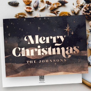 Carte De Vœux En Aluminium Starry Night Winter Sky Moderne Élégant Chic