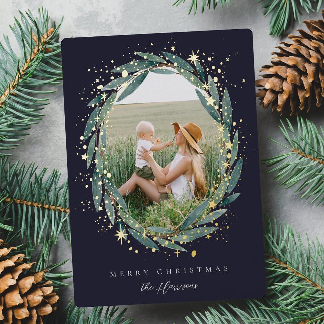 Carte De Vœux En Aluminium Starry Winter Laurel | Photo (Créateur téléchargé)