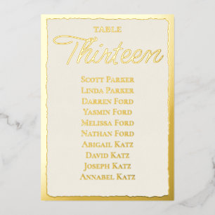 Carte De Vœux En Aluminium Tableau de sièges Mariage Luxe Gold Bold Edge Ecru