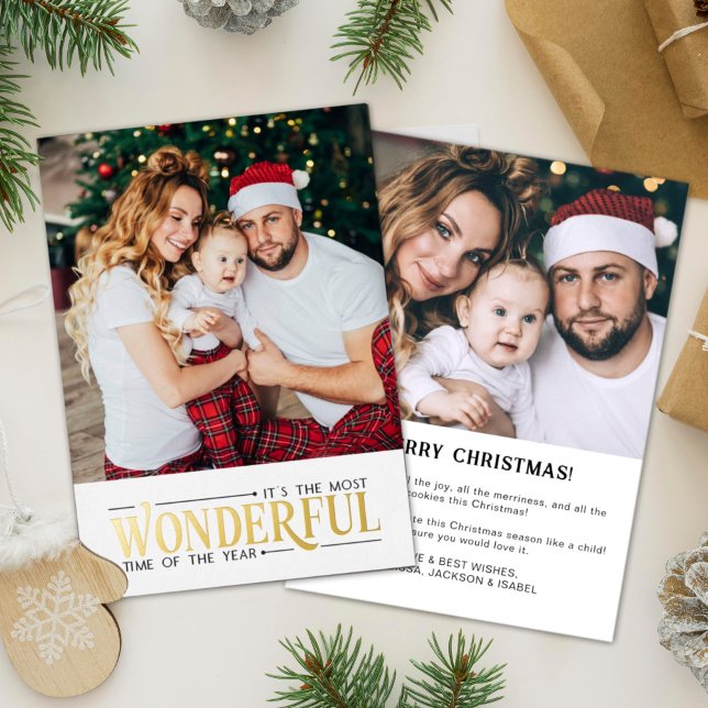 Carte De Vœux En Aluminium Temps merveilleux 2 photo fun Noël (Créateur téléchargé)