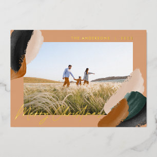 Carte De Vœux En Aluminium Terre cuite verte moderne minime aquarelle photo